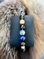 Men's Wristband with Agate, Smoked Quartz, Lapis and 14 Carat Gold Filled Beads