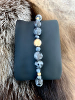 Men's Wristband with Anthracite Agates and 14 Carat Gold Filled Beads