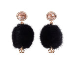 Black Queen Crystal Mink Earrings